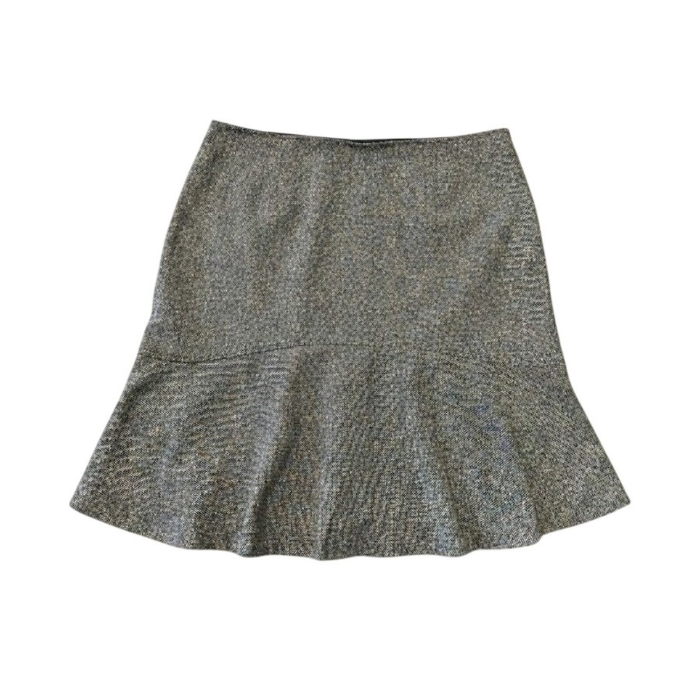 Xlarge Gray Tweed Wool Blend Flounce Hem Skirt 16 Vintage Retro‎ Office Preppy